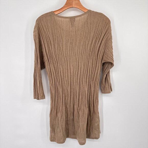 Chicos 2 Travelers Collection Metallic gold textured Knit Sweater Size Large - Picture 13 of 14